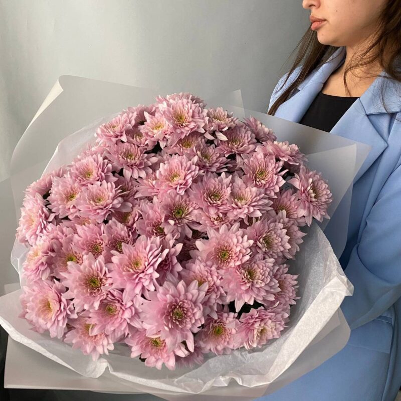 Букет из кустовой хризантемы "Pastela Pink" 13 шт.